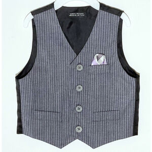 HANDSOME Gray Purple Black Pinstripe Suit Vest Infant Boys Sz 24 Months
